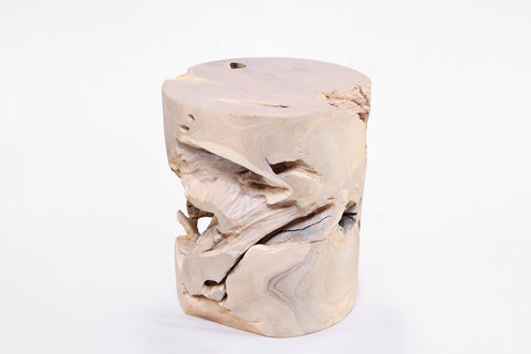 Bleached White Teak Root Accent or Side Table or Stool 40