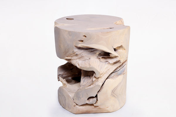 Z-Bleached White Teak Root Accent or Side Table or Stool 40
