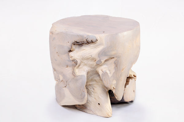 Bleached White Teak Root Accent or Side Table or Stool 41
