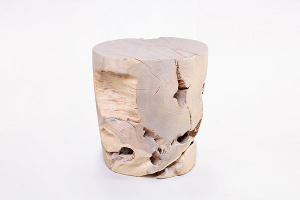 Z-Bleached White Teak Root Accent or Side Table or Stool 42