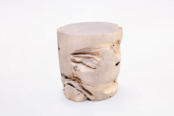 Z-Bleached White Teak Root Accent or Side Table or Stool 42