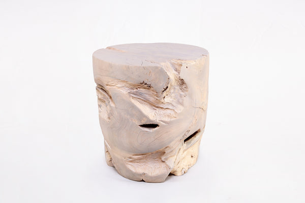 Z-Bleached White Teak Root Accent or Side Table or Stool 42