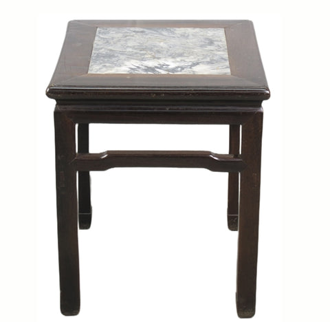 Marble Top Square Dark Brown Accent Table or Stool