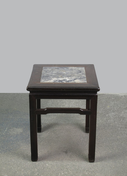 Marble Top Square Dark Brown Accent Table or Stool