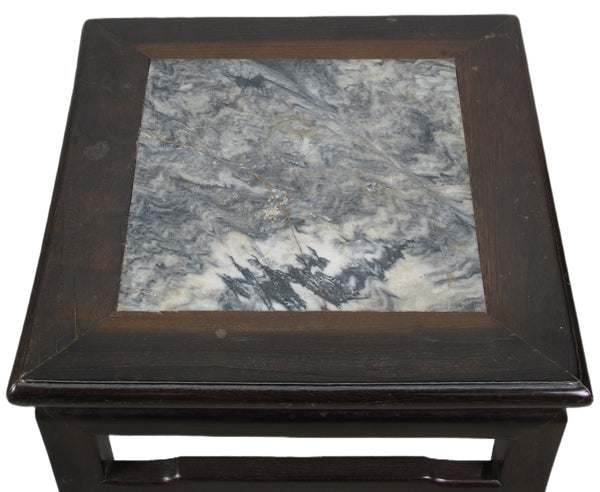 Marble Top Square Dark Brown Accent Table or Stool