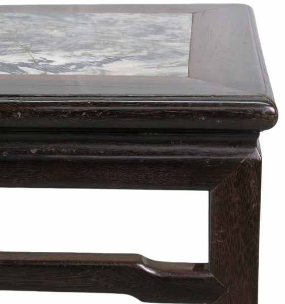 Marble Top Square Dark Brown Accent Table or Stool
