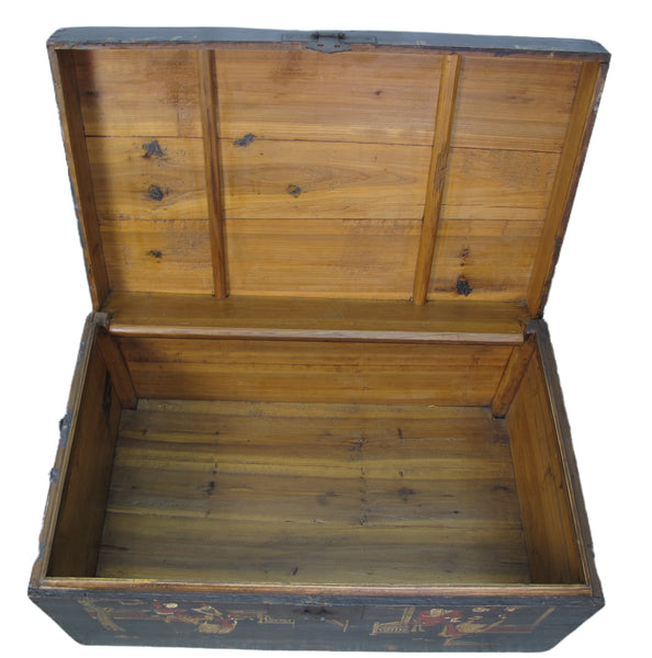 Black 29" Inch Long Antique Accent Trunk Table