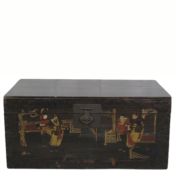 Black 29" Inch Long Antique Accent Trunk Table