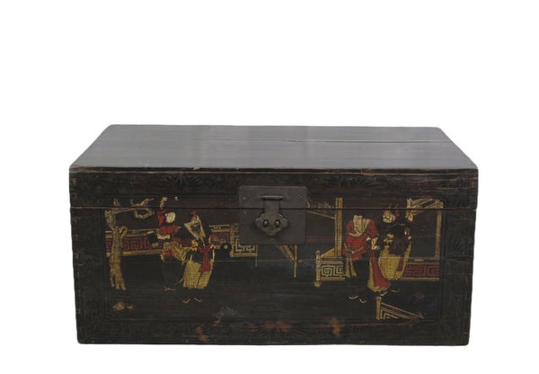 Black 29" Inch Long Antique Accent Trunk Table