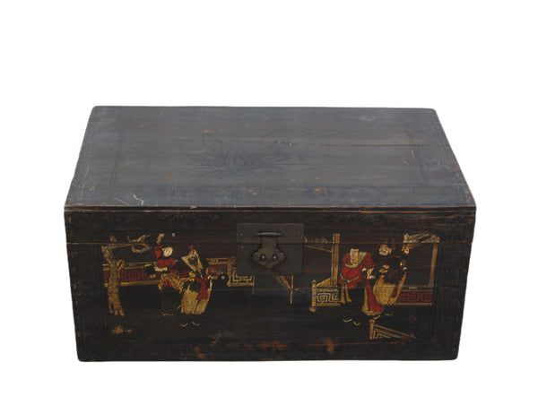 Black 29" Inch Long Antique Accent Trunk Table