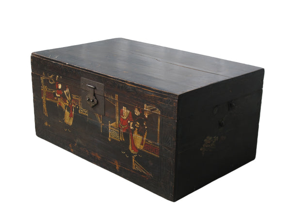 Black 29" Inch Long Antique Accent Trunk Table