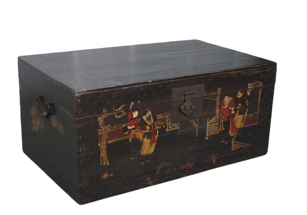 Black 29" Inch Long Antique Accent Trunk Table