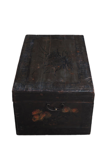 Black 29" Inch Long Antique Accent Trunk Table