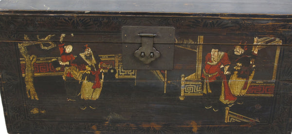 Black 29" Inch Long Antique Accent Trunk Table