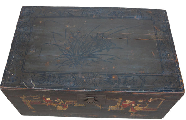 Black 29" Inch Long Antique Accent Trunk Table