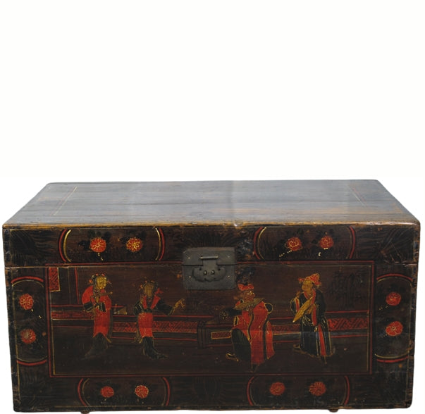 Black 29" Inch Long Antique Accent Trunk Table