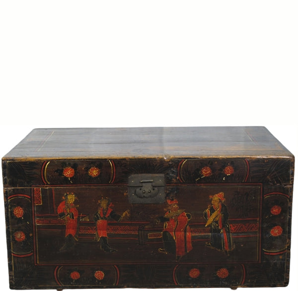 Black 29" Inch Long Antique Accent Trunk Table