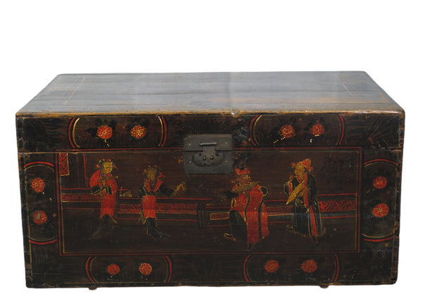 Black 29" Inch Long Antique Accent Trunk Table