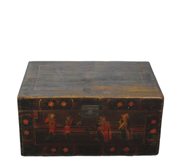 Black 29" Inch Long Antique Accent Trunk Table