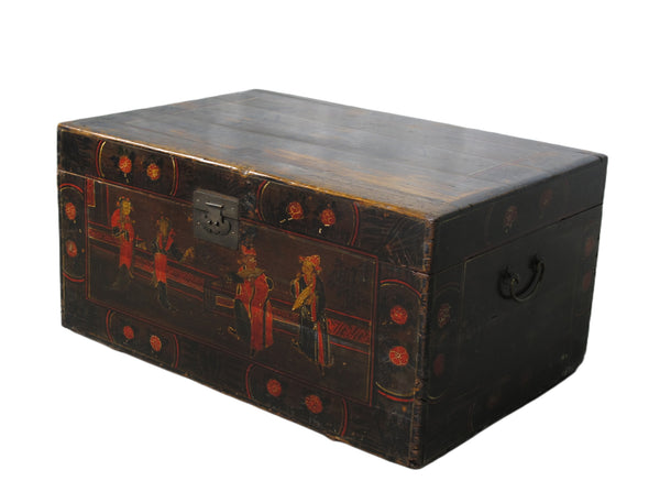 Black 29" Inch Long Antique Accent Trunk Table