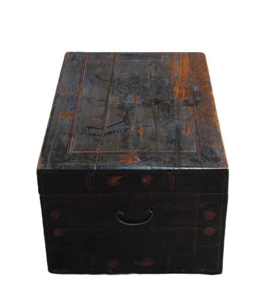 Black 29" Inch Long Antique Accent Trunk Table
