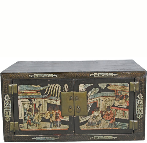 Black 33" Inch Long Antique Accent Cabinet Table