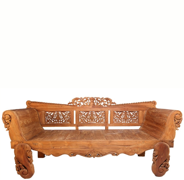 Bali Teak Daybed with Hand Carved Rails 24