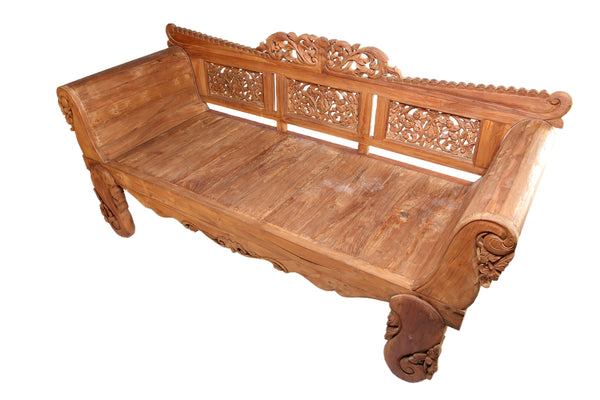 Bali Teak Daybed with Hand Carved Rails 24