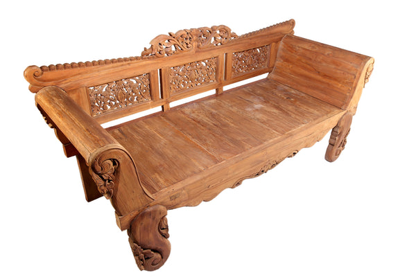 Bali Teak Daybed with Hand Carved Rails 24