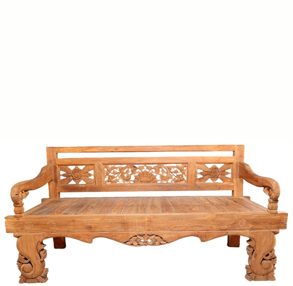Bali Teak Daybed with Hand Carved Rails 25