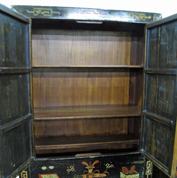 Birds and Flower Antique Chinese Cabinet