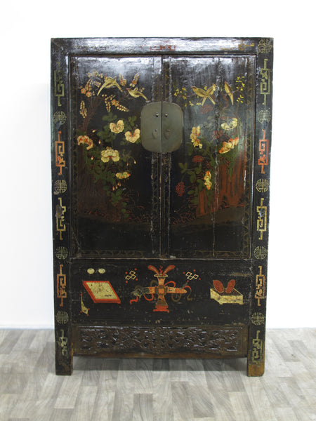 Birds and Flower Antique Chinese Cabinet