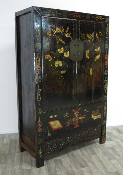 Birds and Flower Antique Chinese Cabinet
