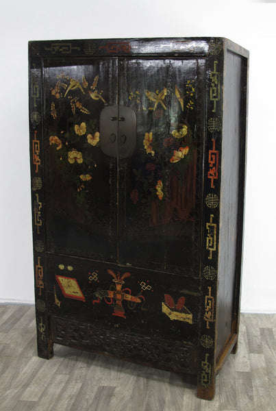 Birds and Flower Antique Chinese Cabinet