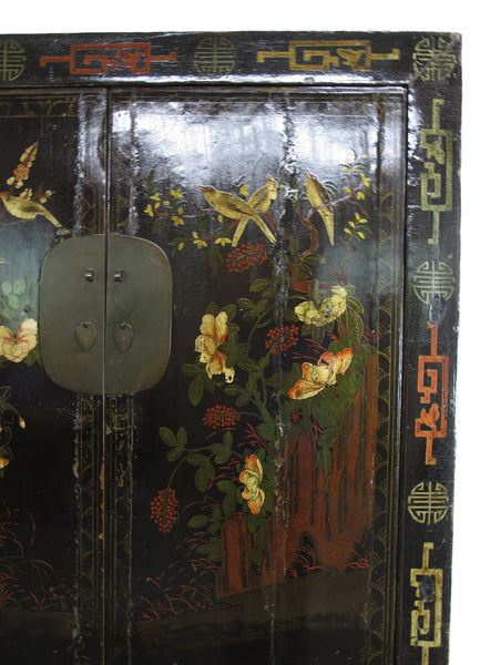 Birds and Flower Antique Chinese Cabinet