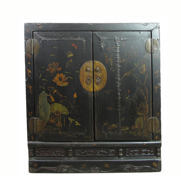 Mid 19 Century Hand Painted Antique Chinese Cabinet