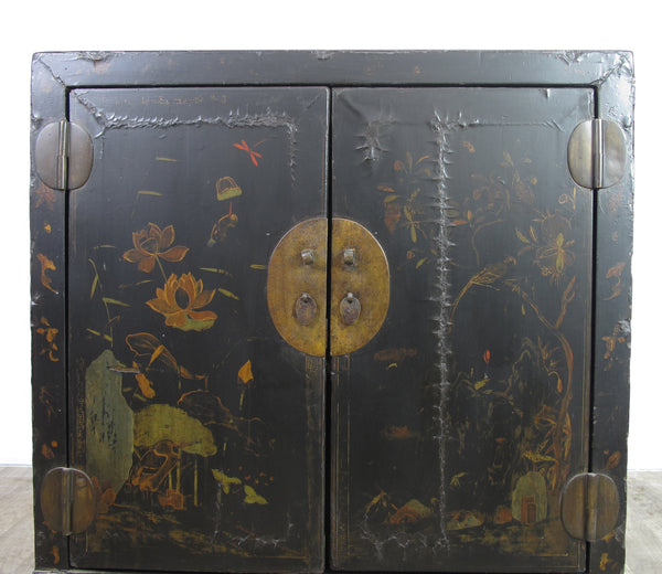 Mid 19 Century Hand Painted Antique Chinese Cabinet