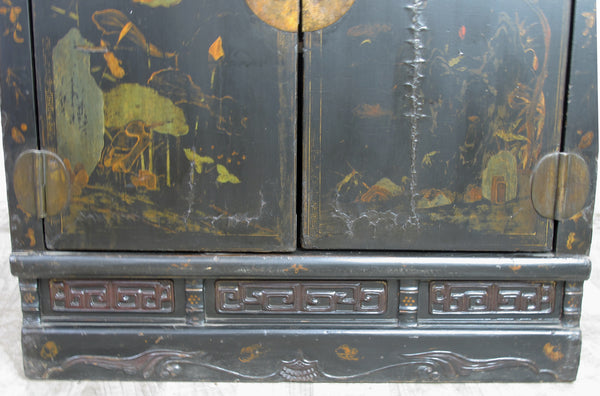 Mid 19 Century Hand Painted Antique Chinese Cabinet