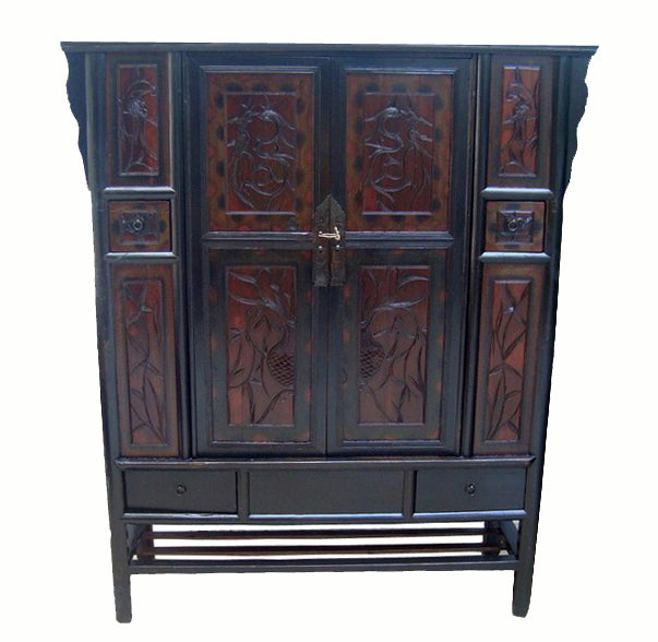 Carved Doors Sideboard Cabinet with Wooden Drawers - Rare Finds Warehouse