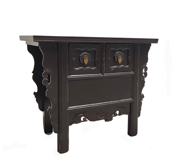 Dark Brown Antique Coffer Table with 2 Drawers
