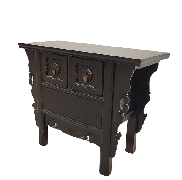 Dark Brown Antique Coffer Table with 2 Drawers