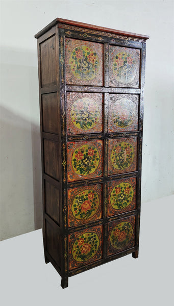 Vintage 69" Tall Tibetan 5 Compartments Cabinet