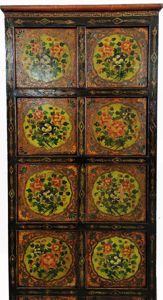 Vintage 69" Tall Tibetan 5 Compartments Cabinet
