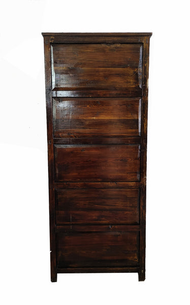 Vintage 69" Tall Tibetan 5 Compartments Cabinet