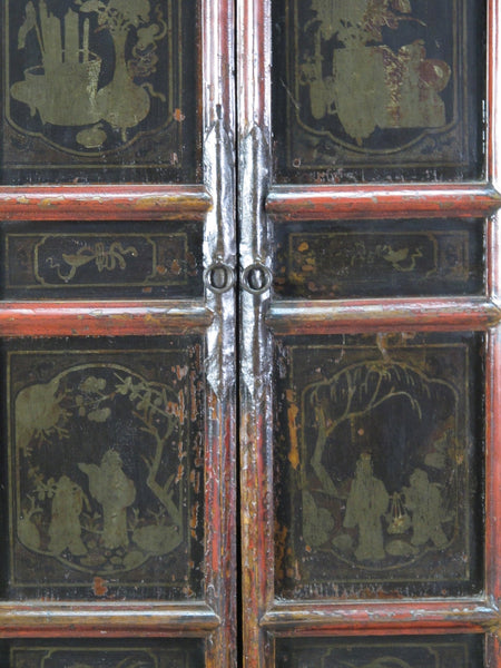Hand Painted 80" Inch Tall Antique Chinese Cabinet
