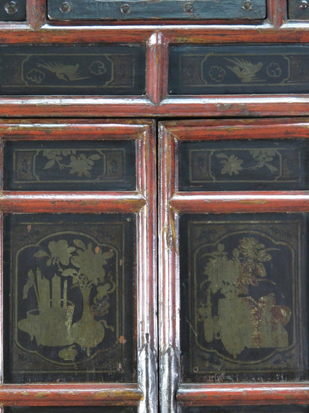 Hand Painted 80" Inch Tall Antique Chinese Cabinet