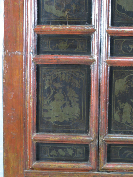 Hand Painted 80" Inch Tall Antique Chinese Cabinet