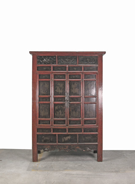 Hand Painted 80" Inch Tall Antique Chinese Cabinet