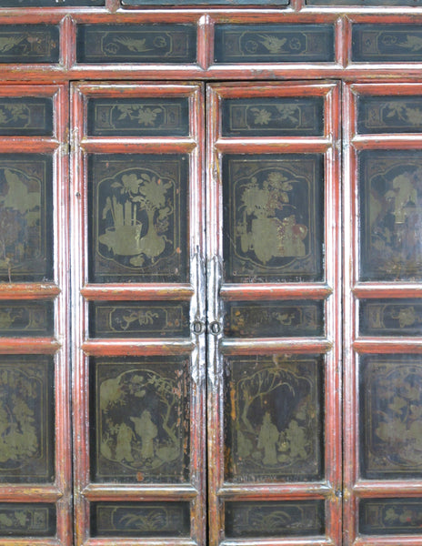 Hand Painted 80" Inch Tall Antique Chinese Cabinet