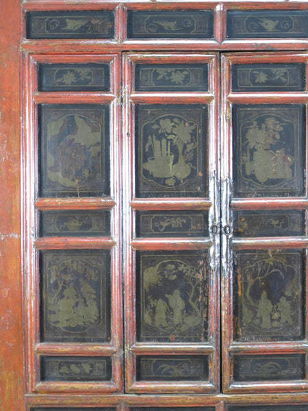Hand Painted 80" Inch Tall Antique Chinese Cabinet